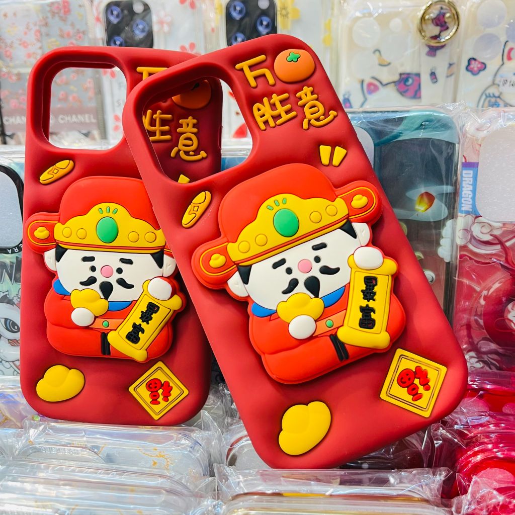 Case Ốp điện thoại iPhone Su dẻo Ông Thần Tài Kèm Popsocket iPhone 11/12/13/14/15/Pro/Promax - TẾT
