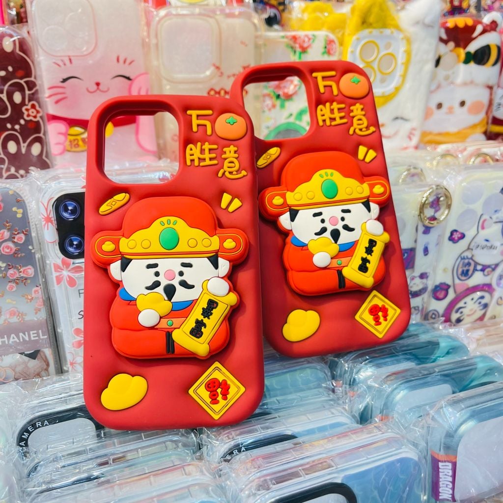 Case Ốp điện thoại iPhone Su dẻo Ông Thần Tài Kèm Popsocket iPhone 11/12/13/14/15/Pro/Promax - TẾT