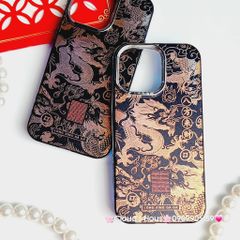 Case Ốp điện thoại iPhone Rồng Vàng Đen viền Titan iPhone 11/12/13/14/15/Pro/Promax - TẾT