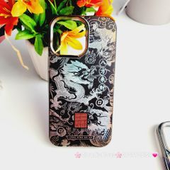 Case Ốp điện thoại iPhone Rồng Vàng Đen viền Titan iPhone 11/12/13/14/15/Pro/Promax - TẾT