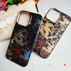 Case Ốp điện thoại iPhone Rồng Vàng Đen viền Titan iPhone 11/12/13/14/15/Pro/Promax - TẾT