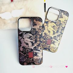 Case Ốp điện thoại iPhone Rồng Vàng Đen viền Titan iPhone 11/12/13/14/15/Pro/Promax - TẾT