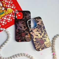 Case Ốp điện thoại iPhone Rồng Vàng Đen viền Titan iPhone 11/12/13/14/15/Pro/Promax - TẾT