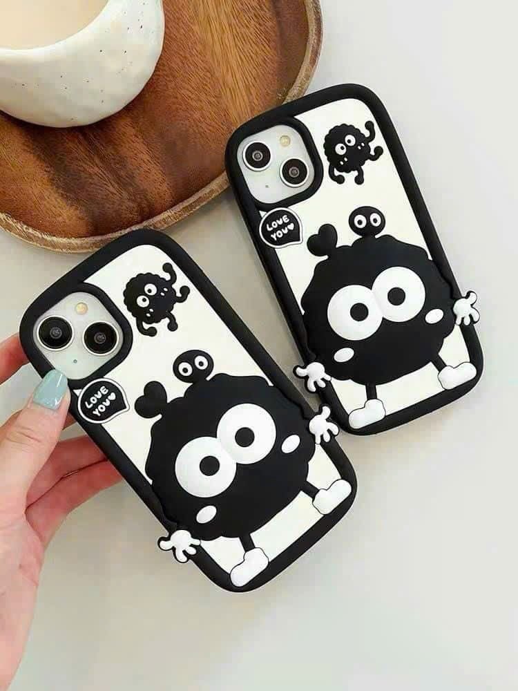 Case Ốp điện thoại iPhone Hòn Than Đen Cute Su dẻo 3D Nổi iPhone 11/12/13/14/15/Plus/Pro/Promax