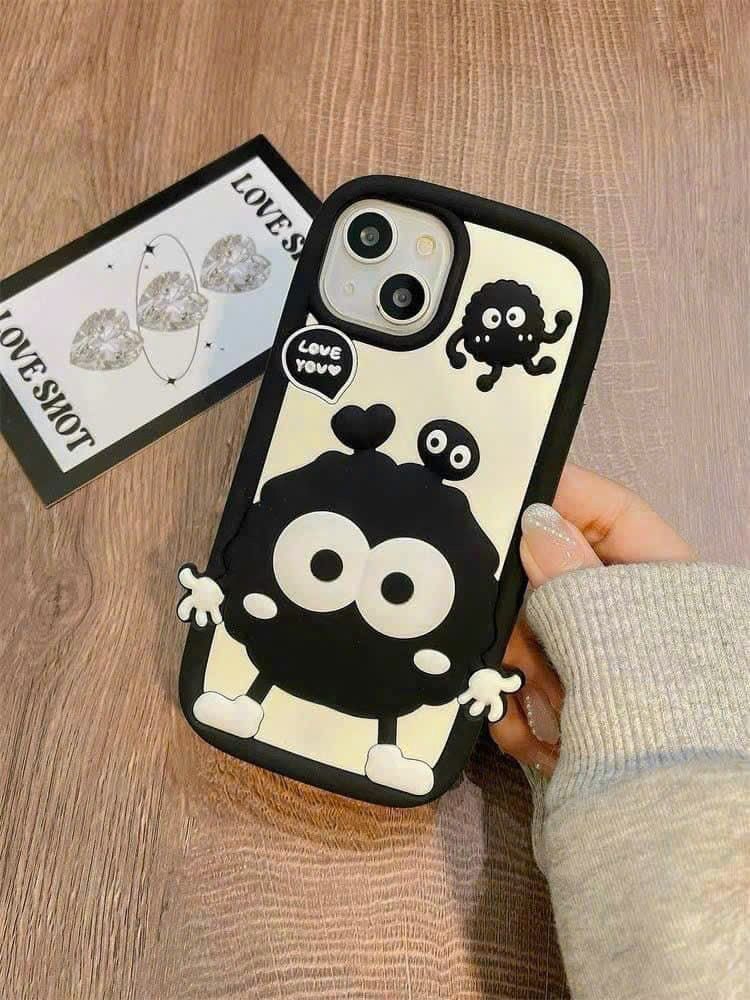 Case Ốp điện thoại iPhone Hòn Than Đen Cute Su dẻo 3D Nổi iPhone 11/12/13/14/15/Plus/Pro/Promax
