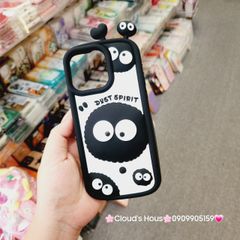 Case Ốp điện thoại iPhone Hòn Than Đen Cute lòi tai Su dẻo 3D Nổi iPhone 11/12/13/14/15/Plus/Pro/Promax