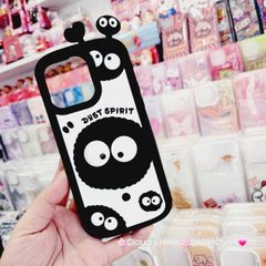 Case Ốp điện thoại iPhone Hòn Than Đen Cute lòi tai Su dẻo 3D Nổi iPhone 11/12/13/14/15/Plus/Pro/Promax