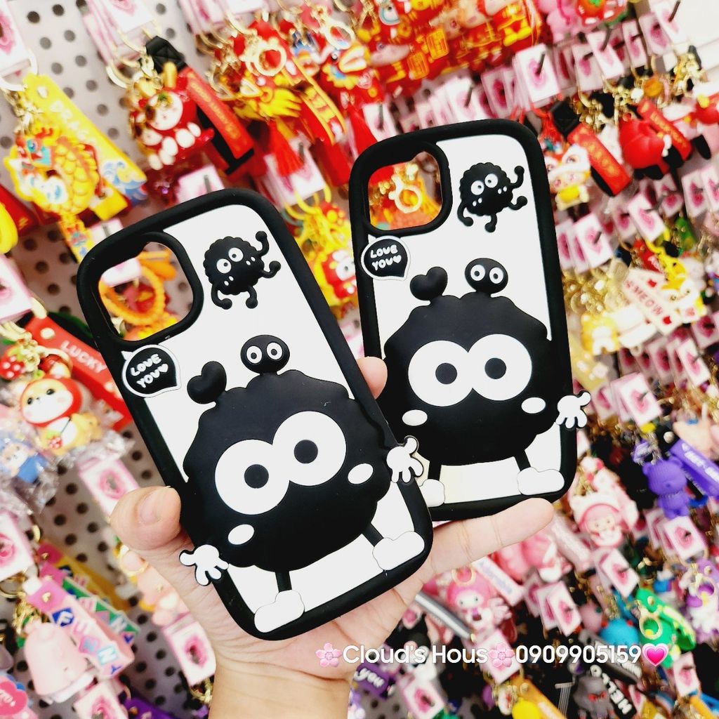 Case Ốp điện thoại iPhone Hòn Than Đen Cute Su dẻo 3D Nổi iPhone 11/12/13/14/15/Plus/Pro/Promax