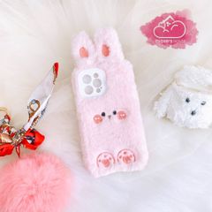 Case Ốp điện thoại iPhone Thỏ Hồng Bông Lông mịn tai thỏ iPhone 7+/X/XSm/11/11Promax/12/12Pro/12Promax
