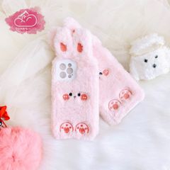 Case Ốp điện thoại iPhone Thỏ Hồng Bông Lông mịn tai thỏ iPhone 7+/X/XSm/11/11Promax/12/12Pro/12Promax