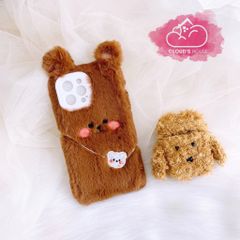 Case Ốp điện thoại iPhone Gấu Nâu Bông Lông mịn tai thỏ iPhone 7+/X/XSm/11/11Promax/12/12Pro/12Promax