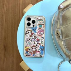 Case Ốp điện thoại iPhone Labubu tráng gương viền bạc iPhone 12/13/14/15/Pro/Promax