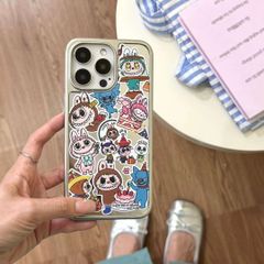 Case Ốp điện thoại iPhone Labubu tráng gương viền bạc iPhone 12/13/14/15/Pro/Promax