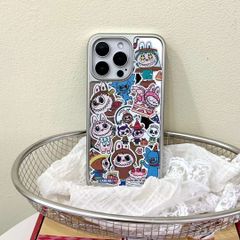 Case Ốp điện thoại iPhone Labubu tráng gương viền bạc iPhone 12/13/14/15/Pro/Promax
