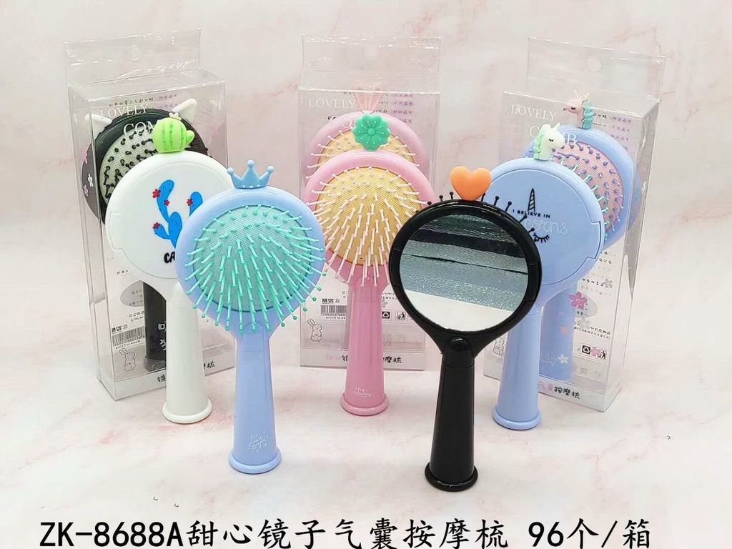 Lược Gỡ Rối Tròn Kèm Gương Kute