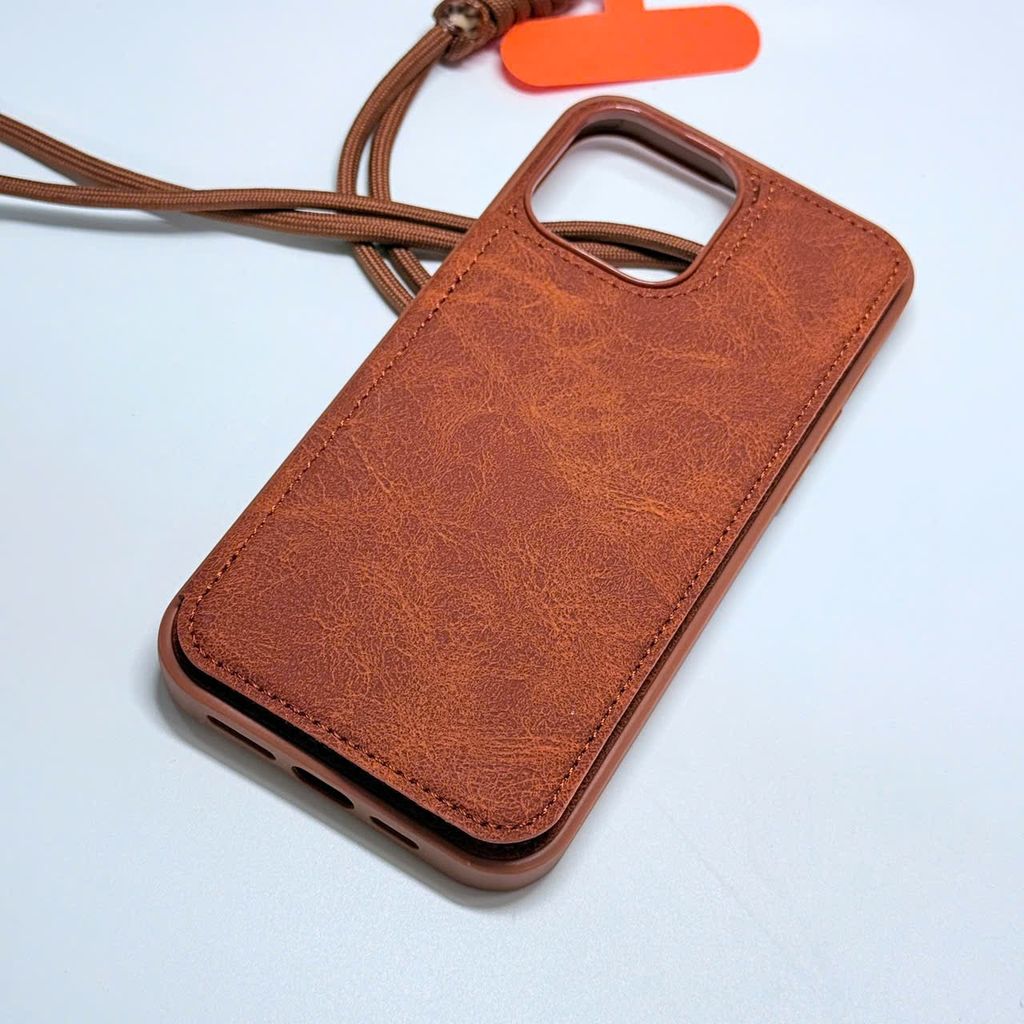 Case Ốp điện thoại iPhone Da Đựng Card Chống Dựng Kèm Dây Đeo iPhone 13/14/15/16/Pro/Promax