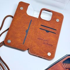 Case Ốp điện thoại iPhone Da Đựng Card Chống Dựng Kèm Dây Đeo iPhone 13/14/15/16/Pro/Promax