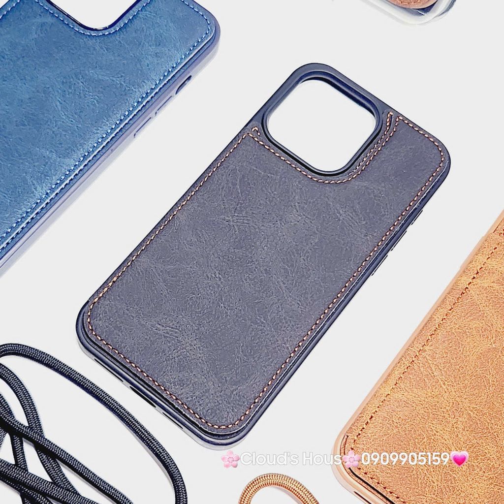 Case Ốp điện thoại iPhone Da Đựng Card Chống Dựng Kèm Dây Đeo iPhone 13/14/15/16/Pro/Promax