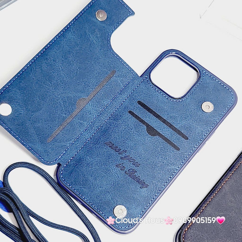 Case Ốp điện thoại iPhone Da Đựng Card Chống Dựng Kèm Dây Đeo iPhone 13/14/15/16/Pro/Promax
