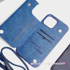 Case Ốp điện thoại iPhone Da Đựng Card Chống Dựng Kèm Dây Đeo iPhone 13/14/15/16/Pro/Promax