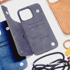 Case Ốp điện thoại iPhone Da Đựng Card Chống Dựng Kèm Dây Đeo iPhone 13/14/15/16/Pro/Promax
