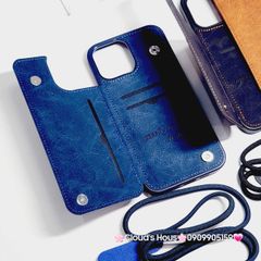 Case Ốp điện thoại iPhone Da Đựng Card Chống Dựng Kèm Dây Đeo iPhone 13/14/15/16/Pro/Promax