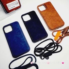 Case Ốp điện thoại iPhone Da Đựng Thẻ Chống Dựng Kèm Dây Đeo iPhone 13/14/15/16/Pro/Promax