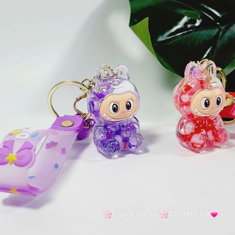 Móc Khóa Labubu Nước Bling Bling Kim Tuyến