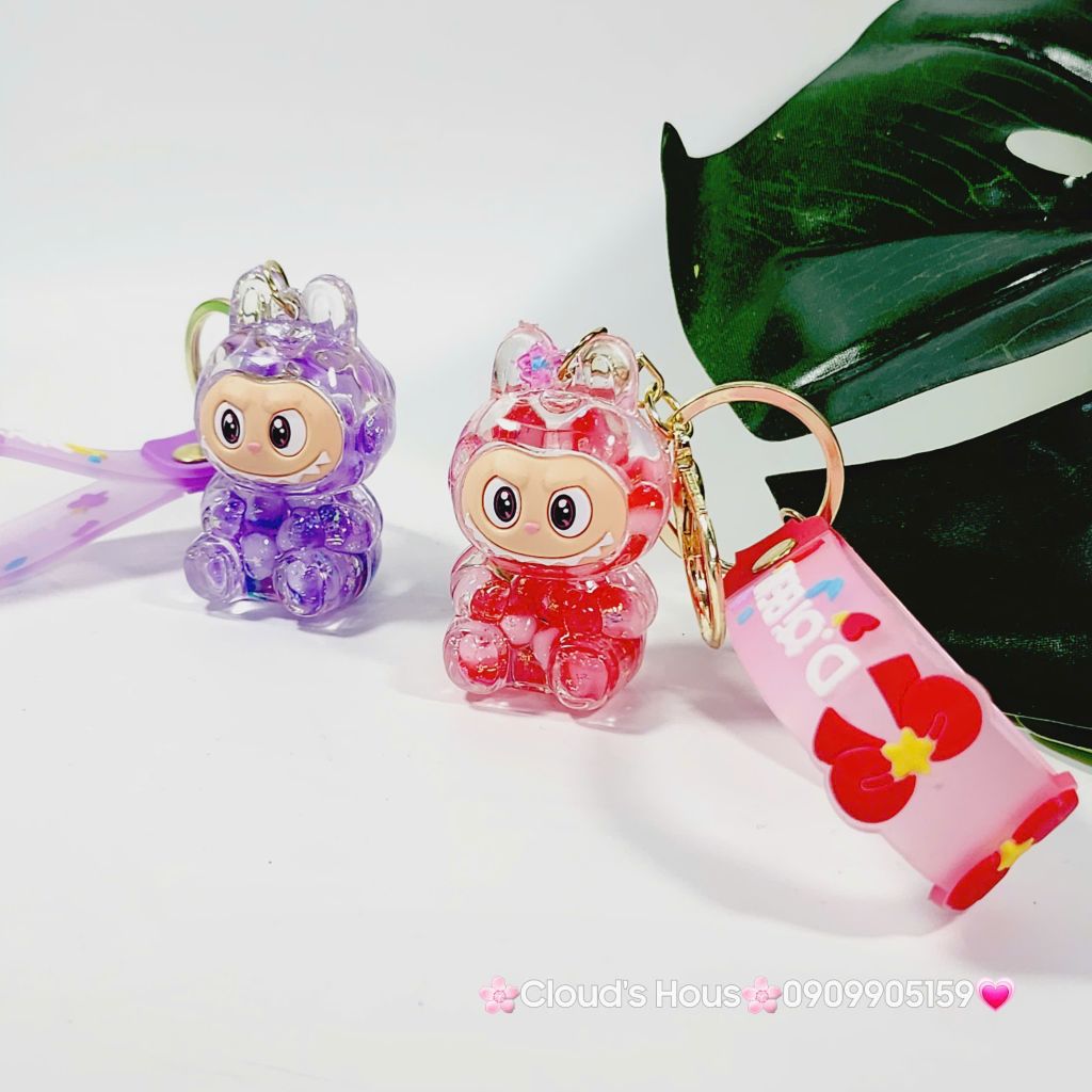 Móc Khóa Labubu Nước Bling Bling Kim Tuyến