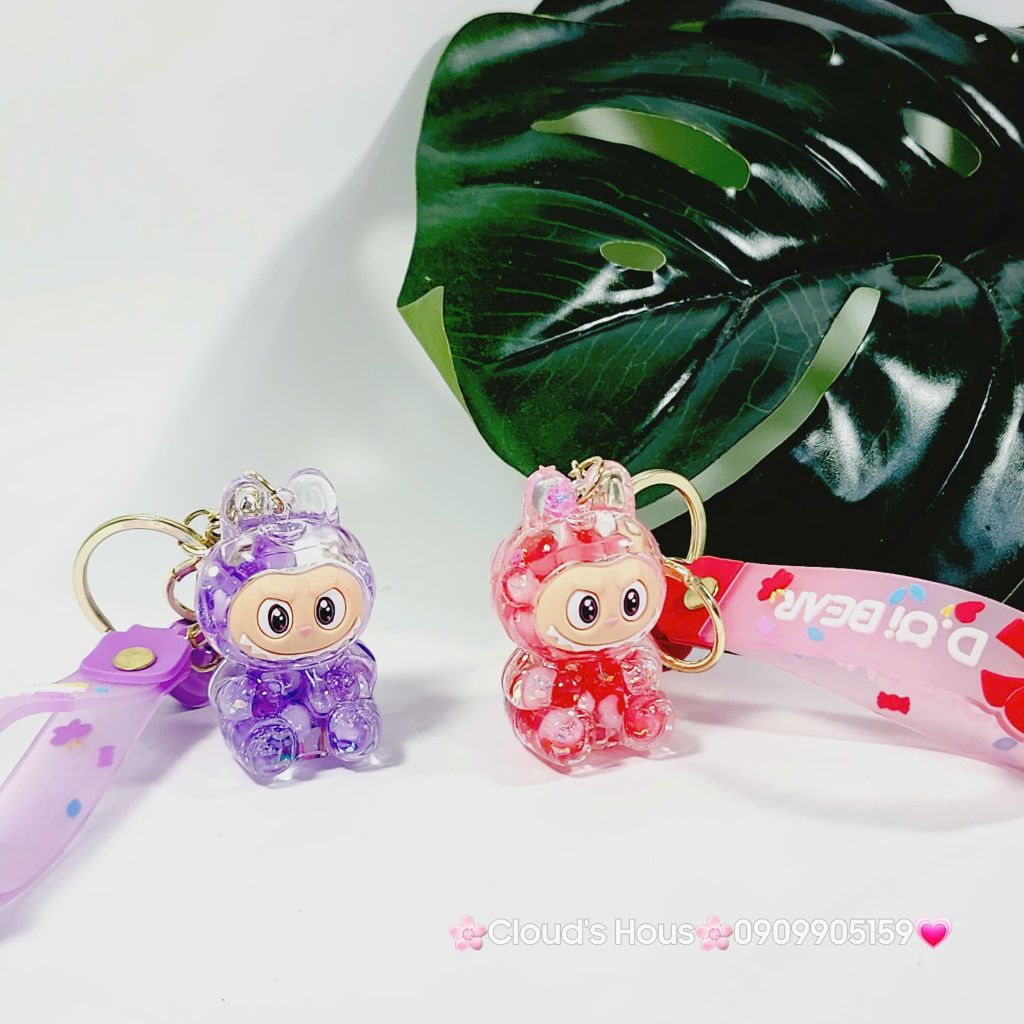 Móc Khóa Labubu Nước Bling Bling Kim Tuyến