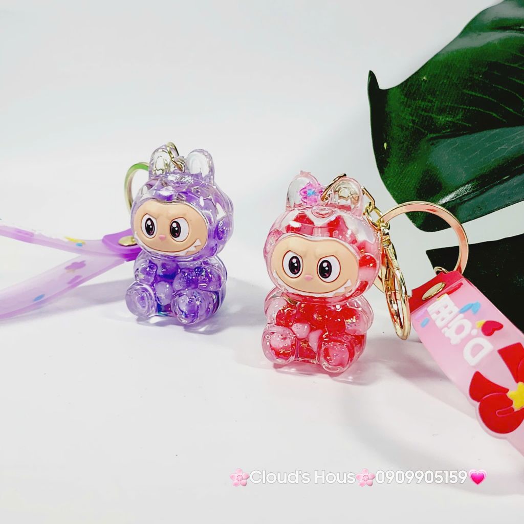 Móc Khóa Labubu Nước Bling Bling Kim Tuyến