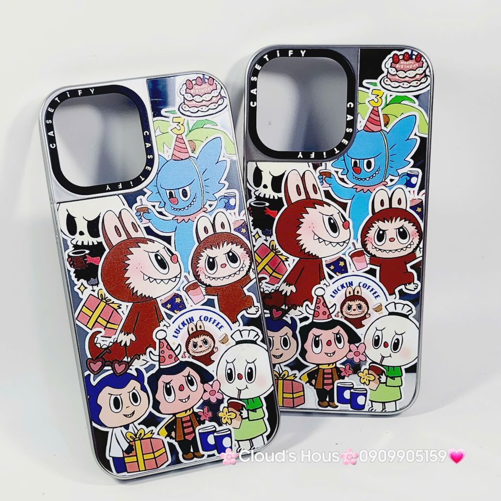 Case Ốp điện thoại iPhone Casetify Labubu Stickers Ánh Bạc iPhone 11/12/13/14/15/16/Pro/Promax
