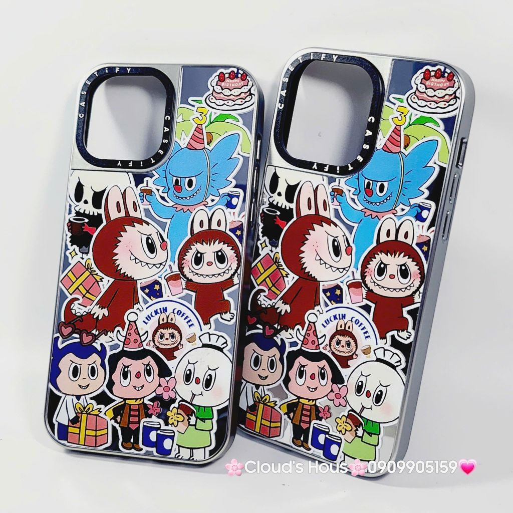Case Ốp điện thoại iPhone Castify Labubu Stickers Ánh Bạc iPhone 11/12/13/14/15/16/Pro/Promax