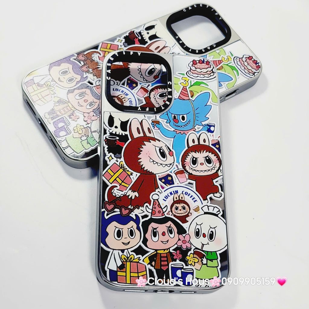 Case Ốp điện thoại iPhone Casetify Labubu Stickers Ánh Bạc iPhone 11/12/13/14/15/16/Pro/Promax