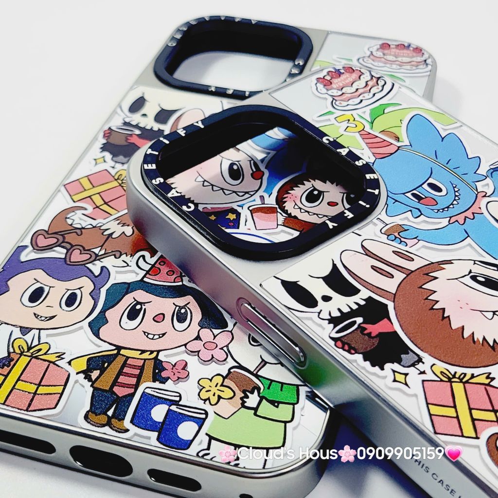 Case Ốp điện thoại iPhone Casetify Labubu Stickers Ánh Bạc iPhone 11/12/13/14/15/16/Pro/Promax