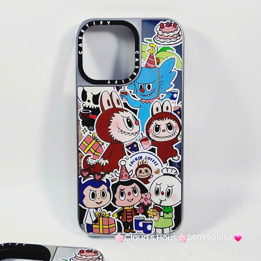 Case Ốp điện thoại iPhone Casetify Labubu Stickers Ánh Bạc iPhone 11/12/13/14/15/16/Pro/Promax