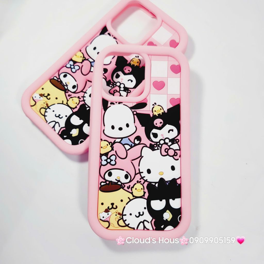 Case Ốp điện thoại iPhone Caro Trắng Hồng Sanrio iPhone 11/12/13/14/15/Pro/Promax