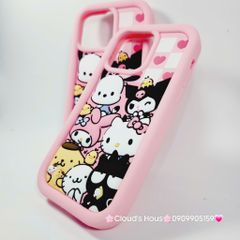 Case Ốp điện thoại iPhone Caro Trắng Hồng Sanrio iPhone 11/12/13/14/15/Pro/Promax
