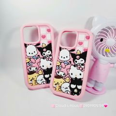 Case Ốp điện thoại iPhone Caro Trắng Hồng Sanrio iPhone 11/12/13/14/15/Pro/Promax