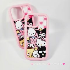 Case Ốp điện thoại iPhone Caro Trắng Hồng Sanrio iPhone 11/12/13/14/15/Pro/Promax