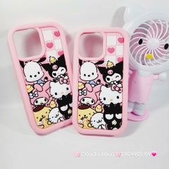 Case Ốp điện thoại iPhone Caro Trắng Hồng Sanrio iPhone 11/12/13/14/15/Pro/Promax