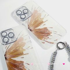 Case Ốp điện thoại iPhone Bướm Nâu Nền Trắng Ánh Xà Cừ Bảo Vệ Camera Đính đá iPhone 11/12/13/14/15/16/Pro/Promax