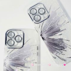 Case Ốp điện thoại iPhone Bướm Bạc Nền Trắng Ánh Xà Cừ Bảo Vệ Camera Đính đá iPhone 11/12/13/14/15/16/Pro/Promax