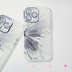 Case Ốp điện thoại iPhone Bướm Bạc Nền Trắng Ánh Xà Cừ Bảo Vệ Camera Đính đá iPhone 11/12/13/14/15/16/Pro/Promax