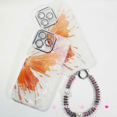 Case Ốp điện thoại iPhone Bướm Cam Nền Trắng Ánh Xà Cừ Bảo Vệ Camera Đính đá iPhone 11/12/13/14/15/16/Pro/Promax