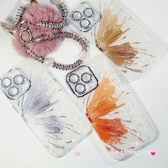 Case Ốp điện thoại iPhone Bướm Cam Nền Trắng Ánh Xà Cừ Bảo Vệ Camera Đính đá iPhone 11/12/13/14/15/16/Pro/Promax