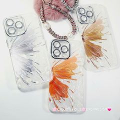 Case Ốp điện thoại iPhone Bướm Bạc Nền Trắng Ánh Xà Cừ Bảo Vệ Camera Đính đá iPhone 11/12/13/14/15/16/Pro/Promax