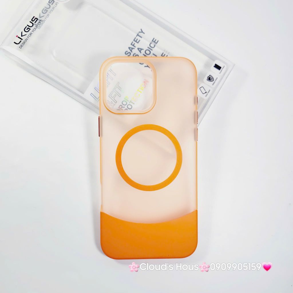 Case Ốp điện thoại iPhone Likgus Màu Nhám Khung Ráp Magsafe Siêu Mỏng Không Vàng iPhone 15/16/Pro/Promax