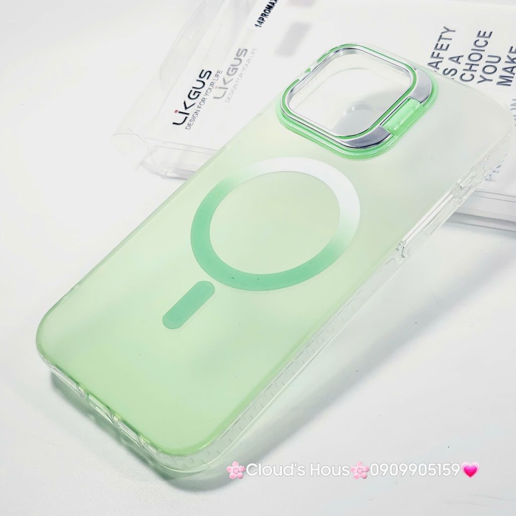 Case Ốp điện thoại iPhone Likgus Nhám Ombre Magsafe Viền Màu Không Vàng Chống Dựng khung Camera iPhone 16/Pro/Promax