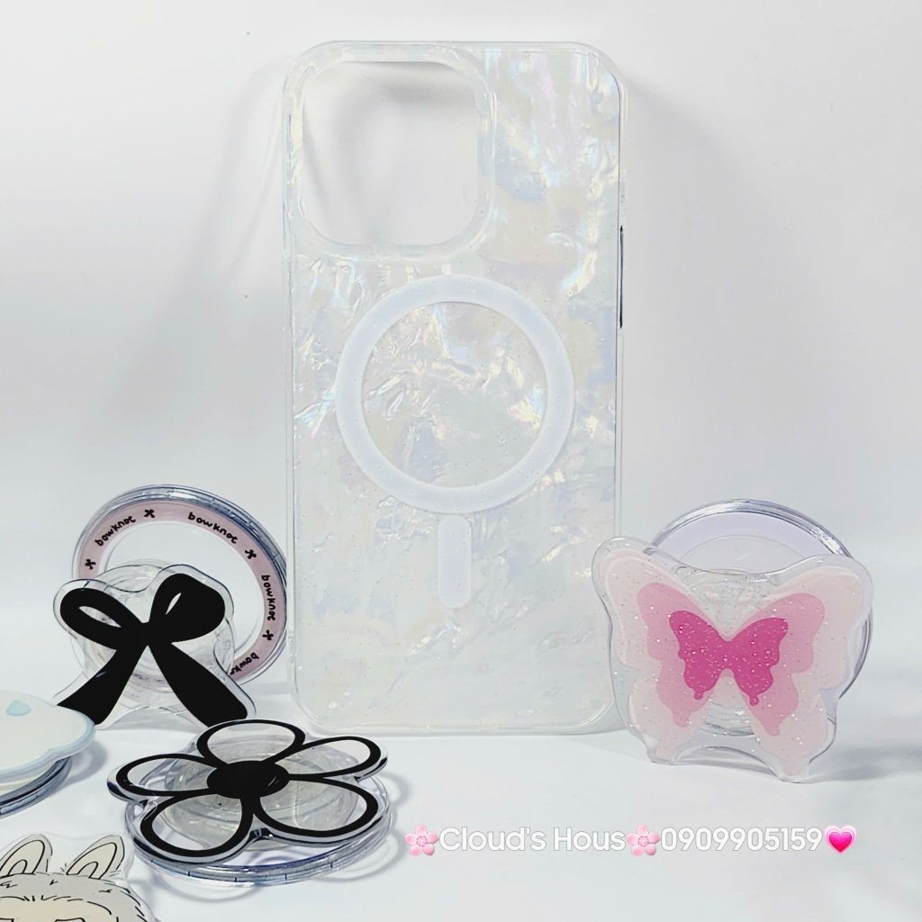 Case Ốp điện thoại iPhone Nền Trắng Ánh Xà Cừ Magsafe iPhone 11/12/13/14/15/16/Pro/Promax